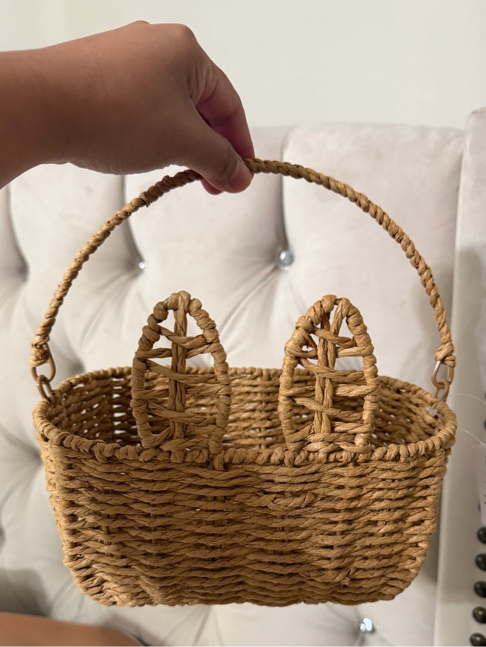 Target bunny brown woven decorative Straw Basket Tote Natural Brown
